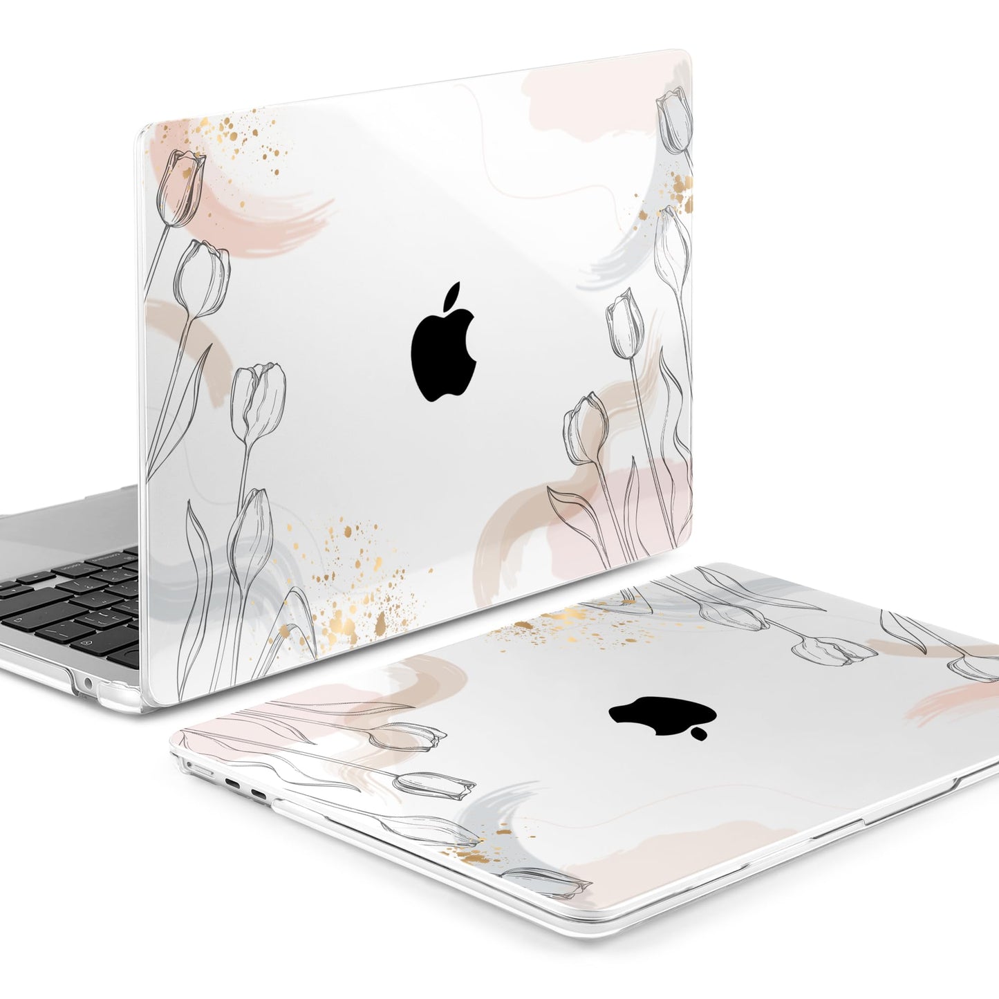 MEEgoodo Case for M5/M4/M3/M2 MacBook Air 13 inch 2026 2025 2024 2022, Fit Model A3449/A3240/A3113/A2681, Case Compatible with MacBook Air 13.6-inch, Engraving Hand Drawn Floral