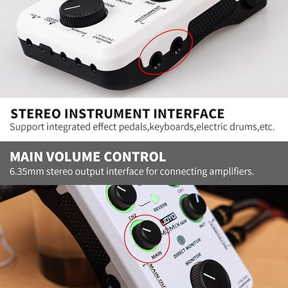JOYO Audio Mixer USB Audio Interface Stereo XLR+48V Phantom Power Mixer for Live Streaming Recording Podcasting Plug & Play (MOMIX PRO)