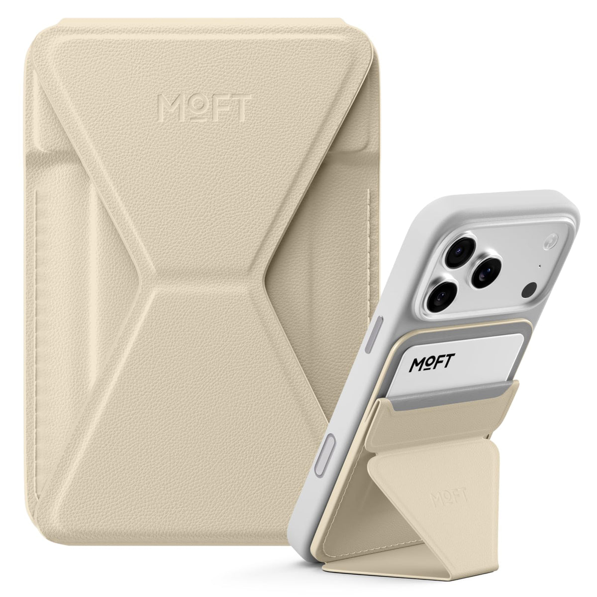MOFT Magnetic Wallet Stand Compatible with iPhone 18/17/16/15/14/13 Series, Angle Adjustment Magsafe Compatible MOVAS Phone Stand,Clay