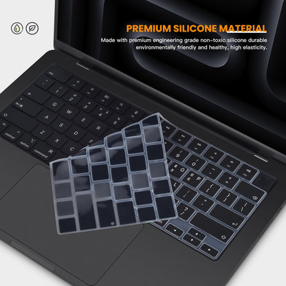 Korean Silicone Keyboard Cover Skin for 2026 2025 14.2 inch Apple MacBook Pro 14 A3426 A3427 A3434 A3112 A3401 A3185 A2992 A2918 A2442 / Pro 16 A3428 A3429 A3403 A3186 with M5-M1 Pro Max Chip - Black