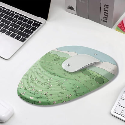 Ergonomic Mouse Pad Wrist Support, Mouse Pad with Wrist Rest, Memory Foam Massage Design & Non-Slip PU Base MousePads for Pain Relief, Desk, Office, Home, Kawaii Japanese Anime