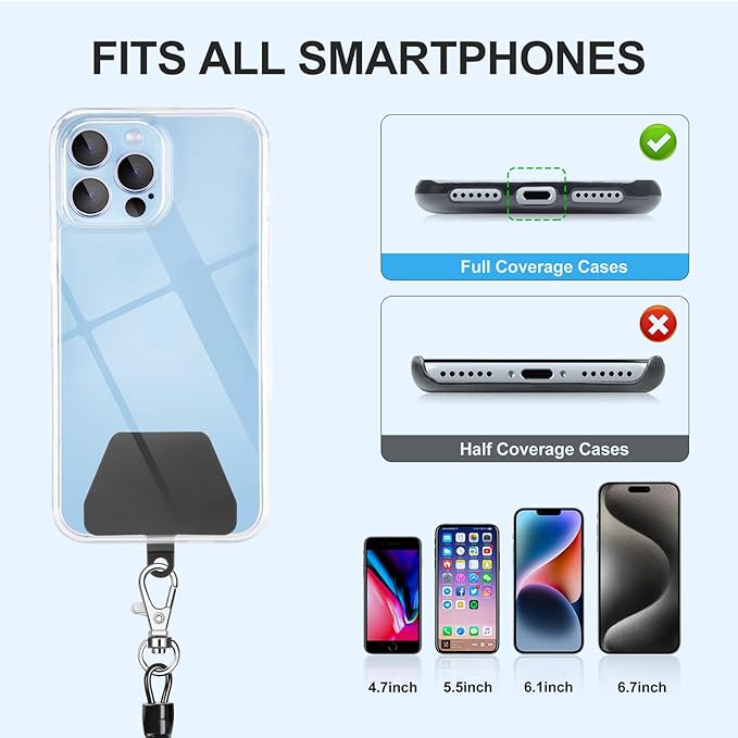 SHANSHUI Phone Lanyard, Cell Phone Lanyard Tether Pads Compatible with iPhone & All Smartphones in Full Cover Cases