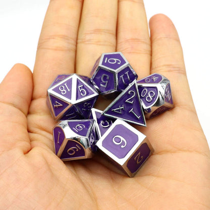 Haxtec Metal DND Dice Set, 7 Pcs Color Changing Polyhedral Dice for RPG