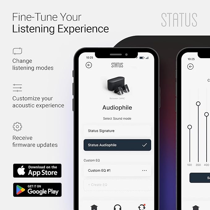 Status Audio Between 3ANC Bone Wireless Earbuds - Triple Driver - Active Noise Cancelling - 6X Microphones - Transparency Mode - 8H Playtime - Bluetooth 5.2. - IPX5 Waterproof