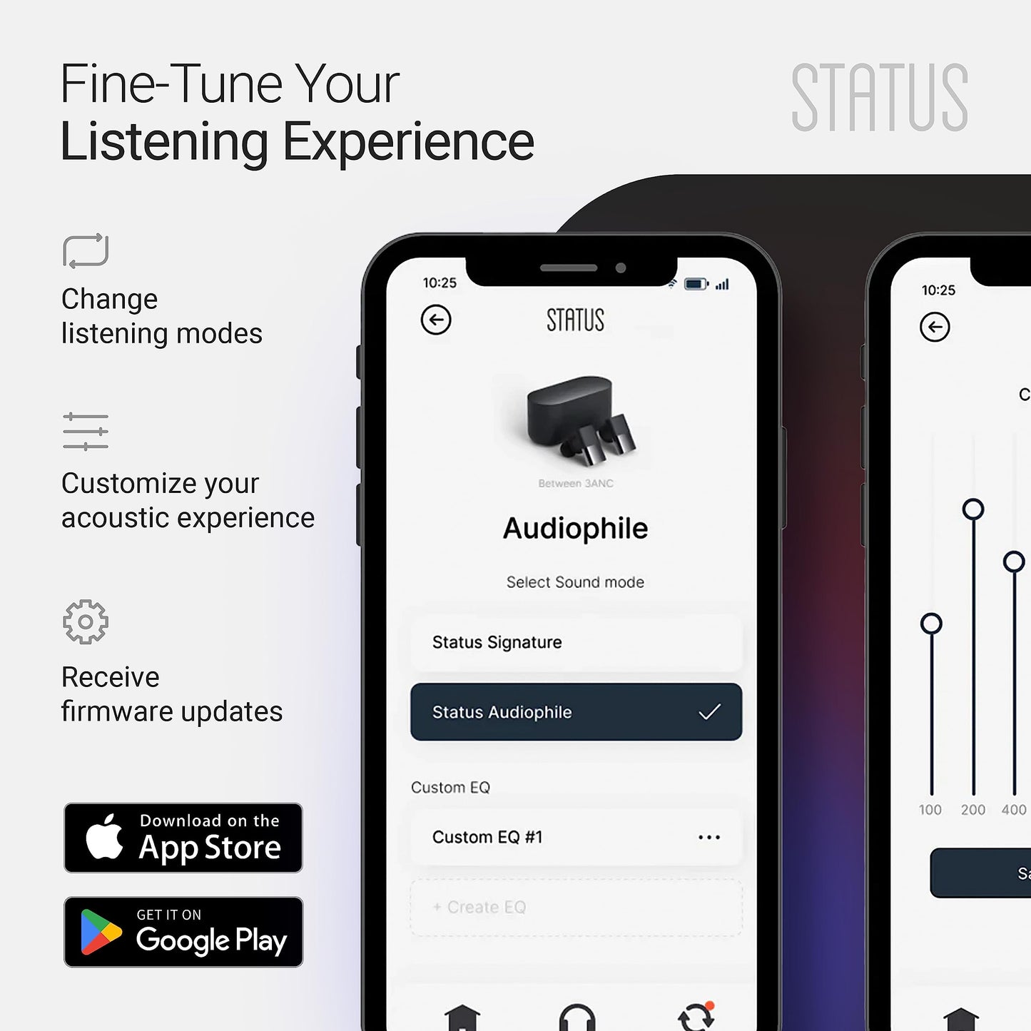 Status Audio Between 3ANC Bone Wireless Earbuds - Triple Driver - Active Noise Cancelling - 6X Microphones - Transparency Mode - 8H Playtime - Bluetooth 5.2. - IPX5