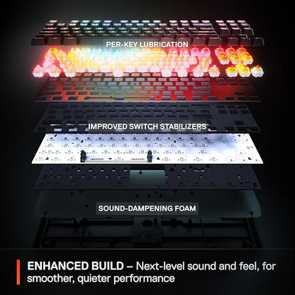 SteelSeries Apex Pro TKL Gen 3 White OmniPoint 3.0 Switches — Adjustable Actuation — Rapid Trigger — Game-Ready Presets — Protection Mode — Rapid Tap/SOCD — OLED — RGB — PBT Keycaps — USB-C