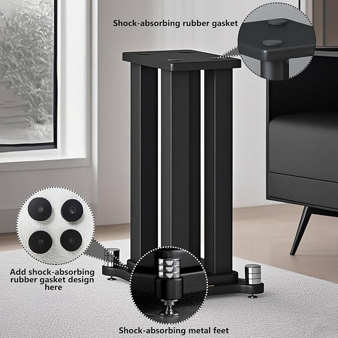 A Pair of Speaker Stands, Bookshelf Speaker Stand Steel Frame Support for Speakers up to 40 kg, Vibration-Absorbing MDF Design, Universal Speaker Stand Improves Sound Quality (80cm/31.4in)