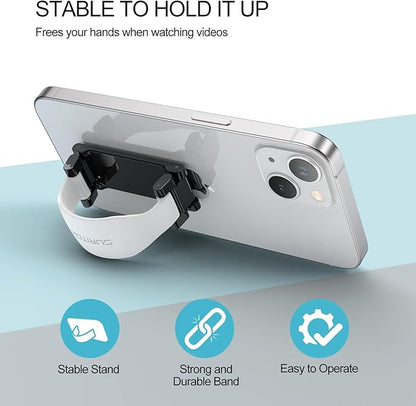 SURITCH Phone Grip Strap Finger Loop Holder for Back of Phone, 2-in-1 Soft Silicone Gripper Kickstand for iPhone Samsung and Most Cell Phone Cases, 3.15" White