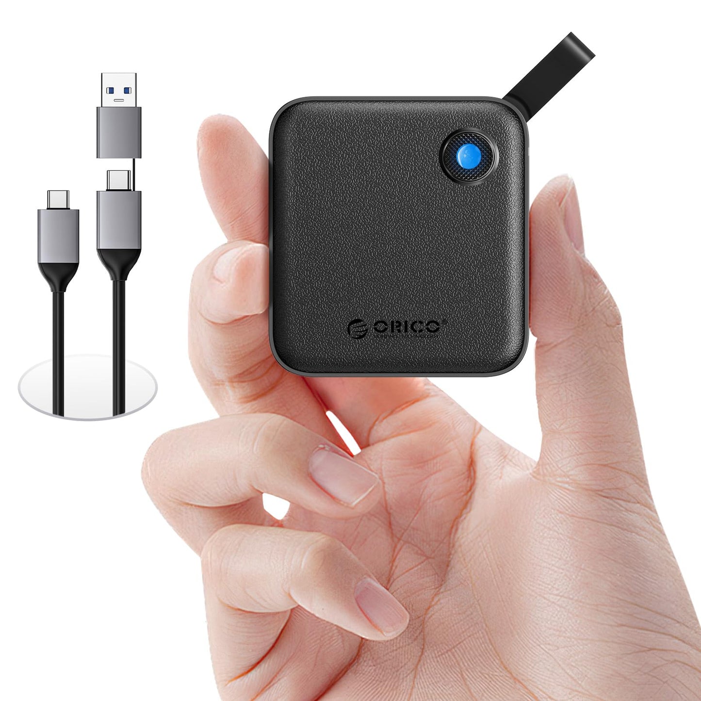 ORICO 256GB Portable SSD with 2 in 1 USB C/A Cable, Up to 460MB/s,Black