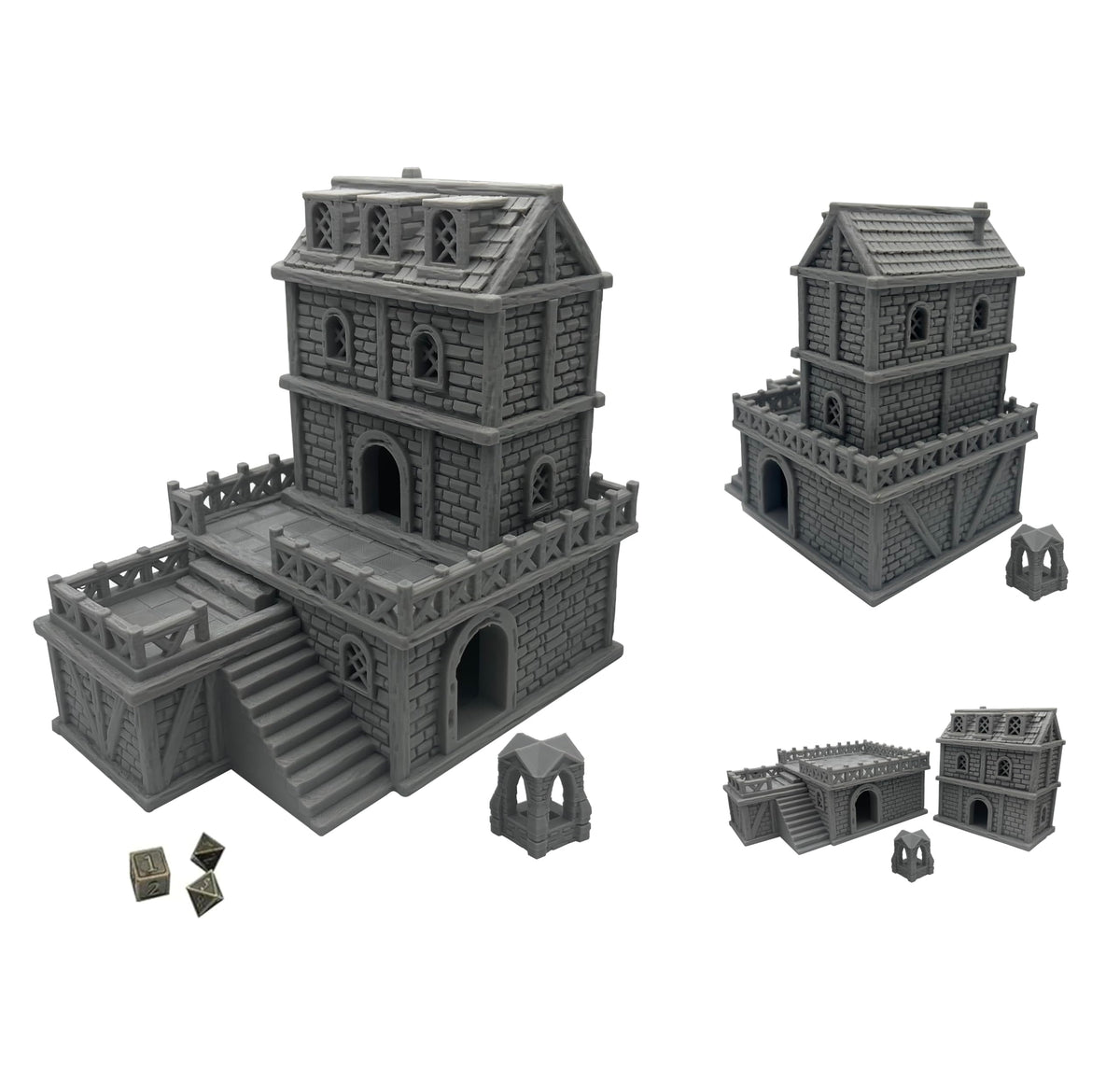 Paintable Tabletop Miniature Building Terrains Compatible with D&D and Alike RPG War Games - 18mm/28mm Scale Scenery with Medieval Gothic Architecture Style (18mm Scale)