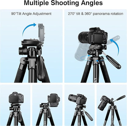 Tripod for Camera, 72" Tall Camera Tripod Monopod with Remote, Professional Heavy Duty Compact Camera Stand for Phone,DSLR, Spotting Scope, Telescope, Binocular