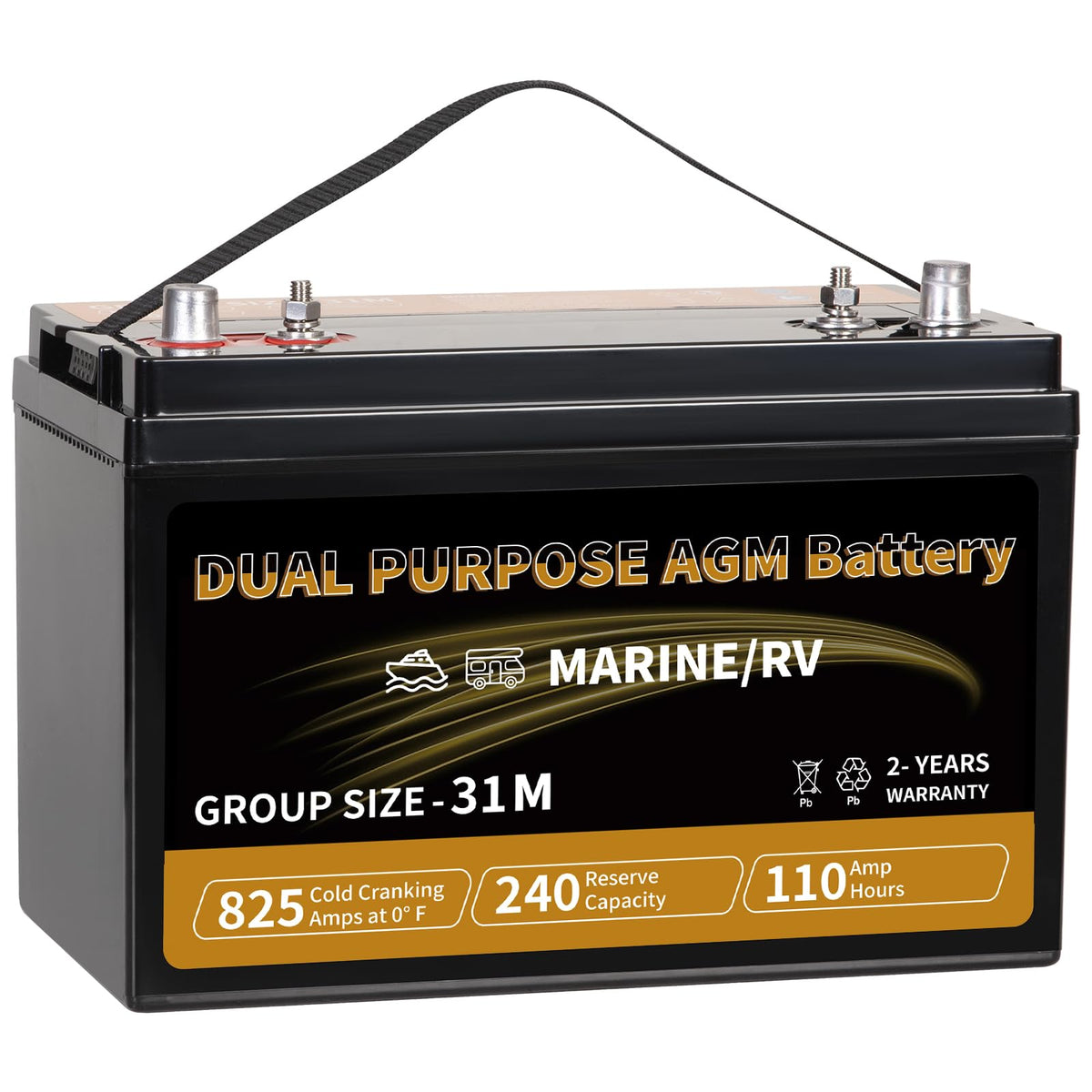 Weize Dual Purpose AGM Battery BCI Group 24M, Starter & Deep Cycle 150RC 550CCA 12V 90AH Sealed Marine & RV Battery