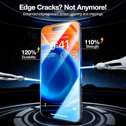 TORRAS Screen Protector for iPhone 2023 Diamond Shield Shatterproof Full Coverage, 6.7 inch, 2 Pack