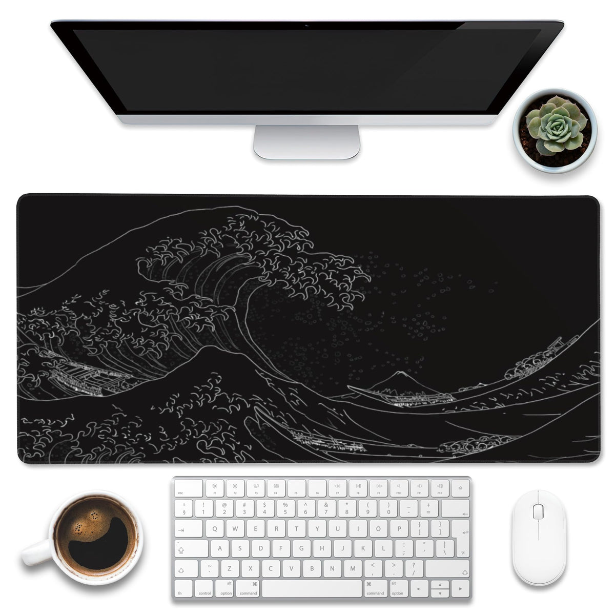 Eflxamz Large Gaming Mouse Pad for Desk,Cute Forest Mushroom Desk Mat,Starry Night Mushroom Desk Pad,Extended Big Computer Keyboard Mouse Pad with Non-Slip Base and Stitched Edge,35.4"x15.7"