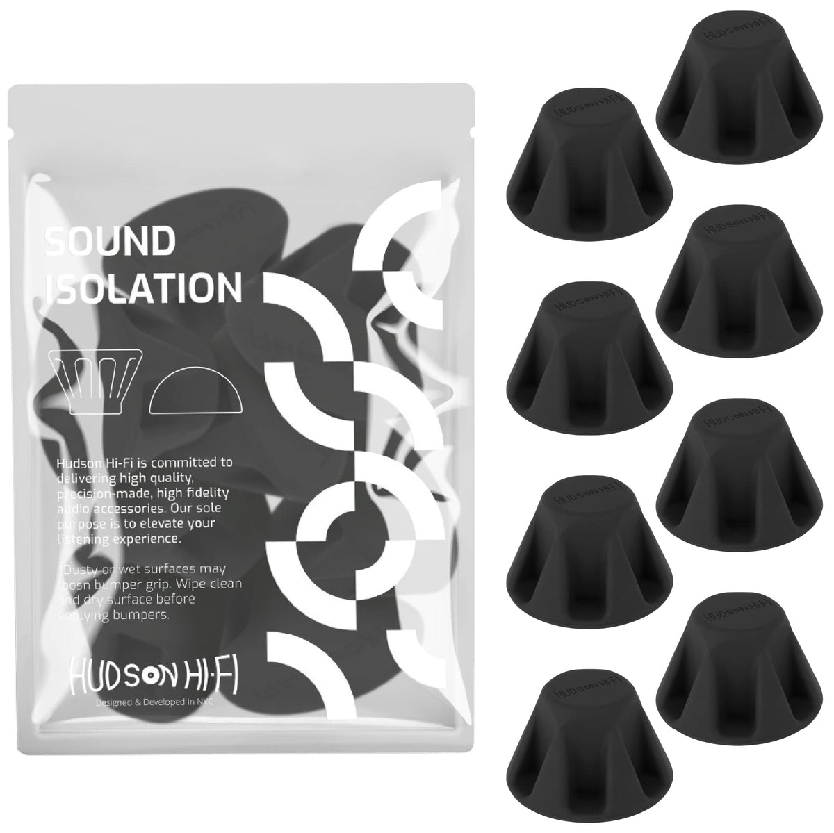 Speaker Isolation Feet – 4-Pack 1.5" Bigfoot Rubber Pads – Non-Adhesive Anti-Vibration Feet for Turntables, Subwoofers, Amplifiers – 50 Duro Non-Skid Bumpers for Audio Equipment