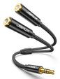 JSAUX Headphone Splitter for 2 Headphones, 3.5mm Splitter (No Mic), Black