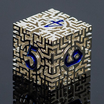 Rolledomain Metal Hollow DND Dice Set with A Gift Box, Silver Metallic Luster Maze Design, Ideal DND Dice Set for D&D DM and Players, Perfect for Dungeons and Dragons, MTG, COC Game Meetings (Cleric)