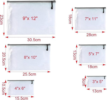 Oaimyy-16 PCS-12 x 16 Inches-Mesh Zipper Pouch, Plastic Zip File Folders Puzzle Bags for Organizing,for Office Supplies,Travel,Home Storage-Multicolor, 12"x 16"