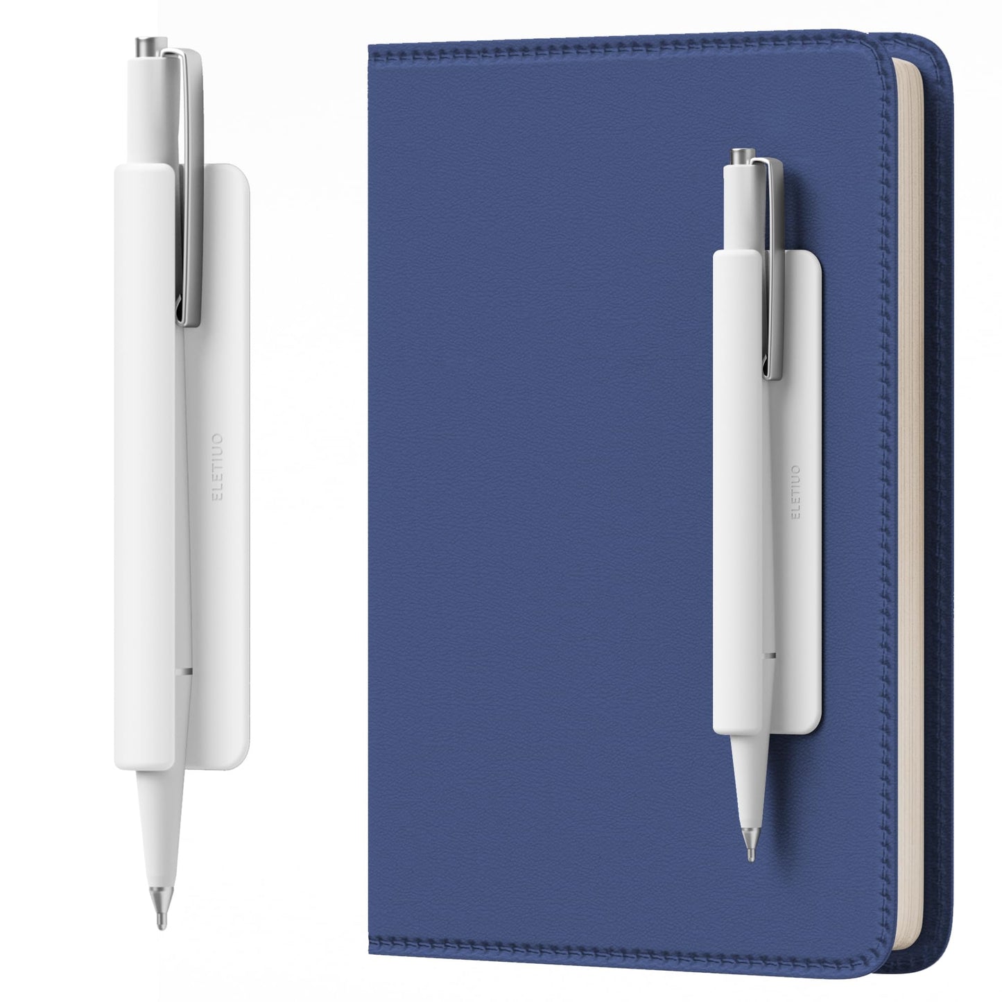 ELETIUO Pencil Holder For Most Pens,Pencils,Self-Adhesive Stick To Notebooks,Diary,Desks,Whiteboards Or Any Surface,Silicone Pen Holder For Home,Office And Desk Organization,White