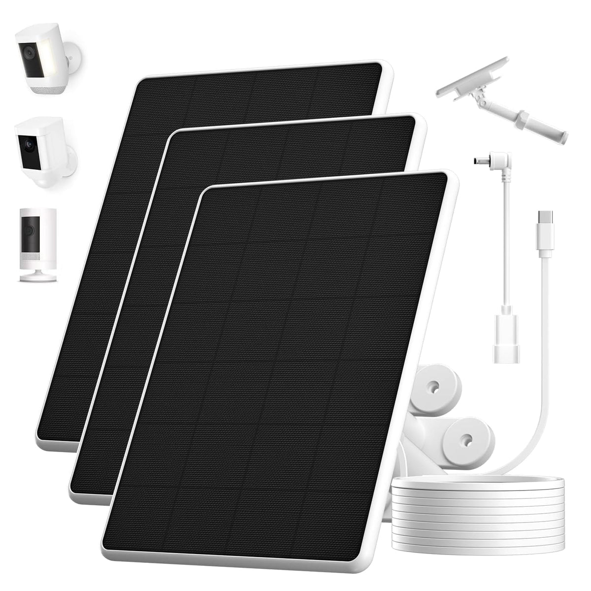 6W Solar Panel for Ring Spotlight Cam Battery & Stick Up Cam Battery, High-Efficiency Solar Charger with 360° Adjustable Retractable Bracket & 10ft Cable
