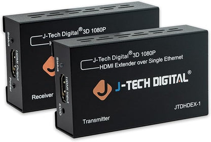 J-Tech Digital HDMI Extender over cat5e/6 1080P@200ft HDMI Balun Over Single Ethernet Supports EDID Copy Compatible with Dolby Digital DTS