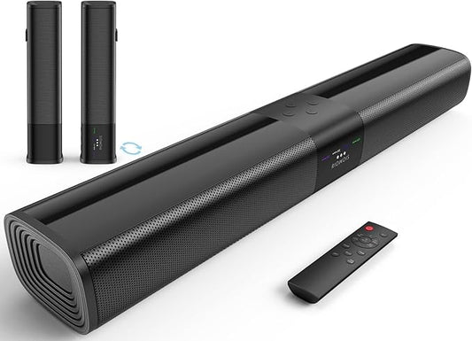 RIOWOIS Sound Bar for Smart TV, 2 in 1 Detachable Home Audio Soundbar Speaker,20” Sound Bar with Optical/AUX/HDMI-ARC/Bluetooth Connection, Wall Mountable, Black, RDS6401M-USGW