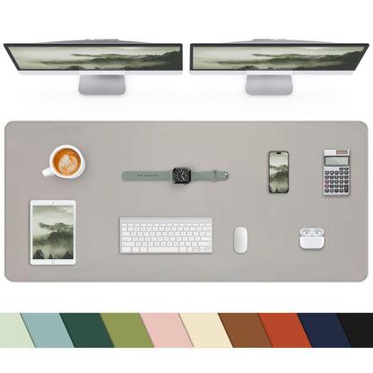 Leather Desk Pad Protector, Office Mat, Large Mouse Pad, Non-Slip Blotter, Laptop Pad, Waterproof Writing Pad for Office & Home (Grey Blue, 40" x 17")