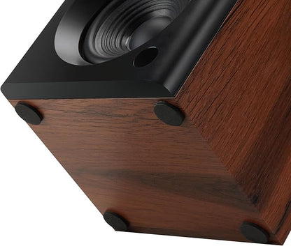 Bookshelf Speakers with Deep Bass, 80W Peak Output HiFi Gaming Computer Speakers, 4" Desktop Audio System for Home Entertainment, Turntable, Pair, Walnut