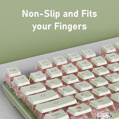 EWEADN V20 Wired Mechanical Keyboard, 104 Keys Backlit LED Keyboards, Media Control Knob, Wired Computer Keyboard Pink Switch for Windows/Mac/PC-Matcha Green