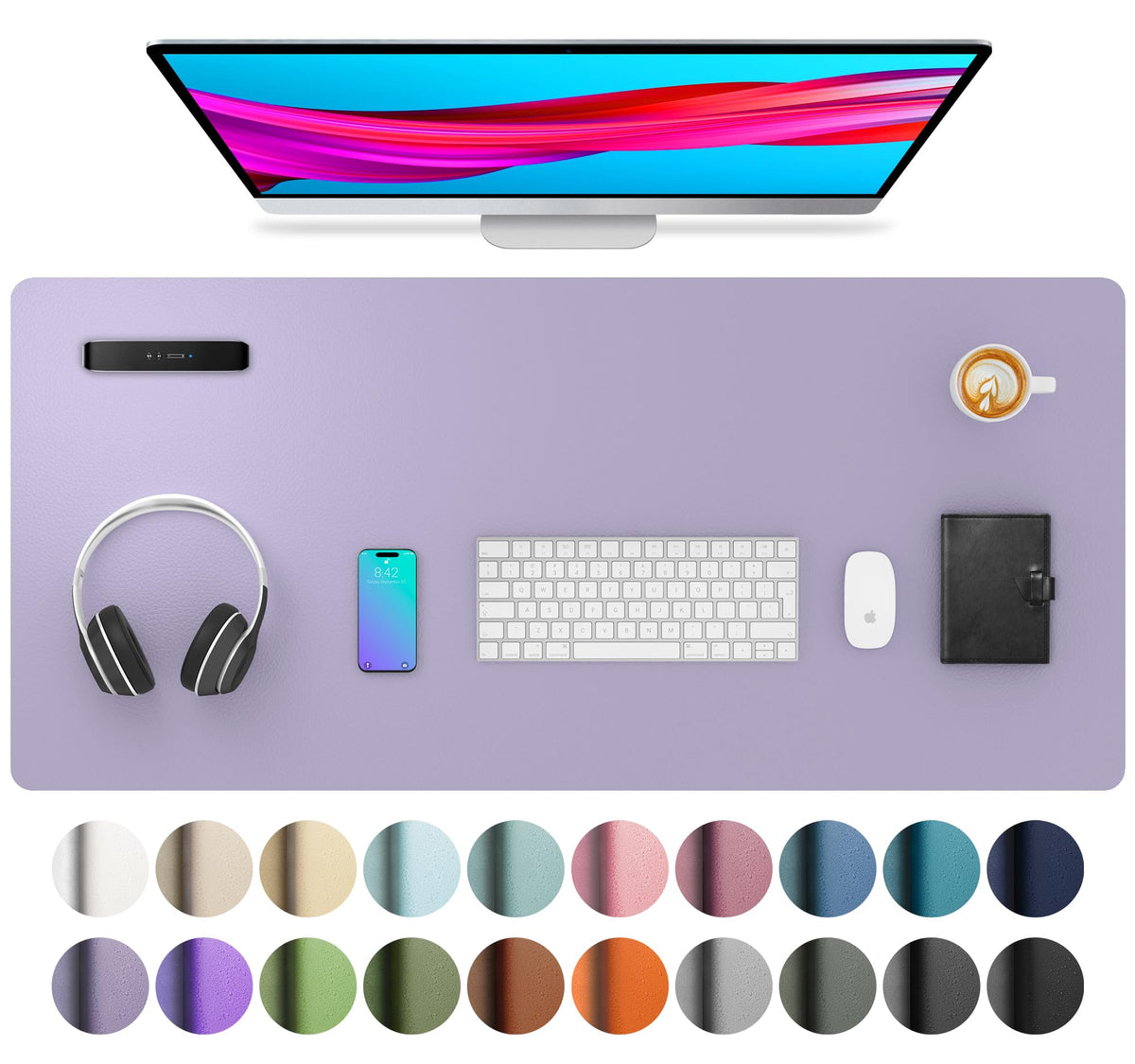 Aothia Leather Desk Pad Protector, Mouse Pad, Office Desk Mat, Non-Slip PU Leather Desk Blotter, Laptop Desk Pad, Waterproof Desk Writing Pad for Office and Home (Gray,36" x 17")