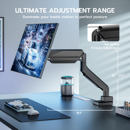Heavy Duty Single Monitor Mount for 13"-49" Curved Screens with USB, Black