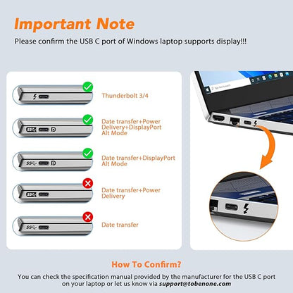TobenONE Docking Station 3 Monitors, Laptop Docking Station with Power Supply 100W, 2 HDMI, DisplayPort, 7 USB C/A Port, Ethernet, Audio, 87W Charging for Thunderbolt 4/3, USB-C Windows&ChromeOS