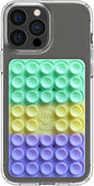 Silicone Double-Sided Suction Phone Grip Detachable Mount - Car Dashboard/Shower Phone Holder, Hands-Free For Selfies & Videos, TikTok/ASMR - iphone & Android Compatible (3.94"x2.5",Colorful Stripes)