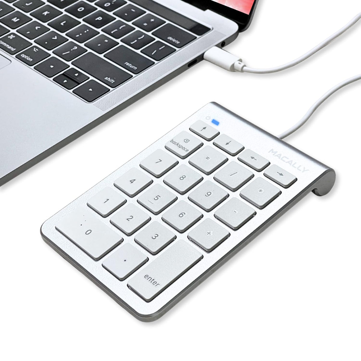USB C Wired Number Pad for Mac - 10 Key USB Keypad, Type C Numeric pad, Number Keypad for Keyboard and Number Pad for Laptop, MacBook Pro/Air, iMac, and PC - 5ft Cable Numpad - Silver Keypads