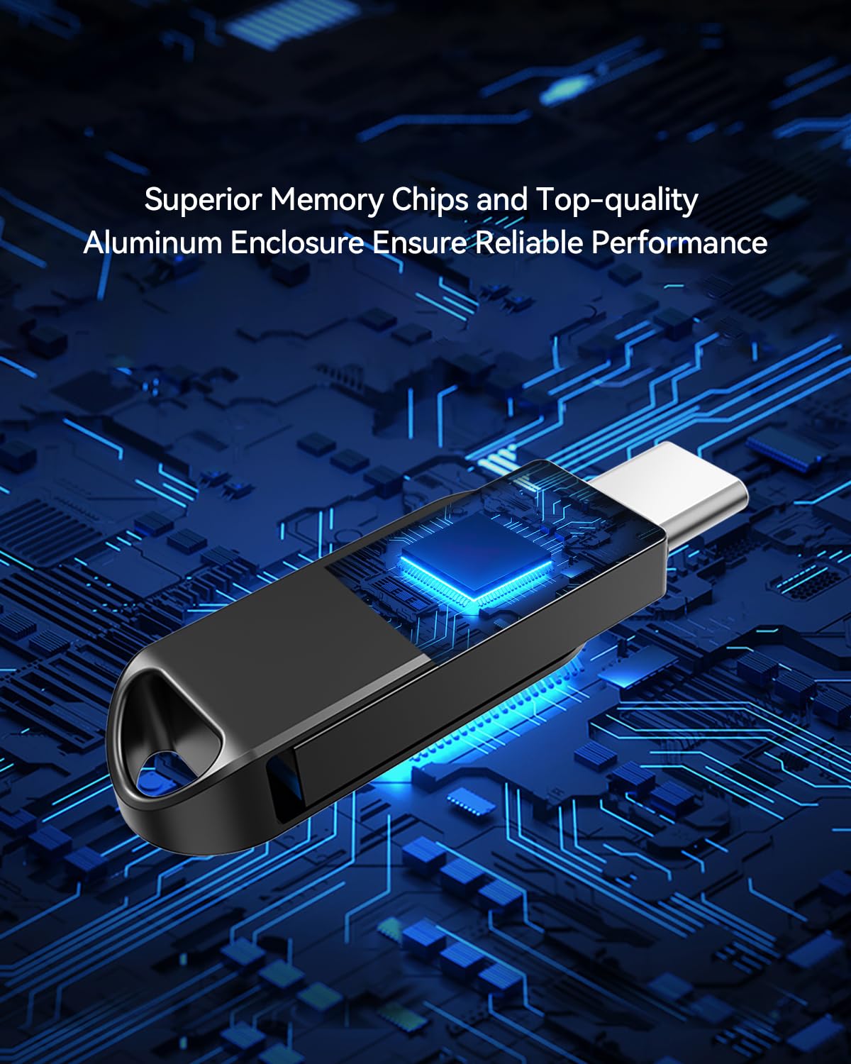 Orlian 2PCS 128GB USB C Flash Drive for Phone, Dual USB 3.0 Phone Thumb Drive Type-C & USB-A, up to 110MB/S Metal Waterproof Swivel Memory Stick for iPhone 15/16/17, Android, Tablet, Computer PC