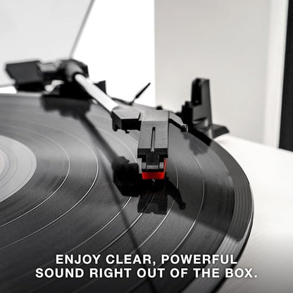Victrola Montauk Vinyl Record Player, 3-Speed Belt Driven Turntable with Stereo Bluetooth Speaker Pair, RCA Output and 3.5mm Headphone Jack, Removable Dust Cover, Farmhouse Walnut Finish