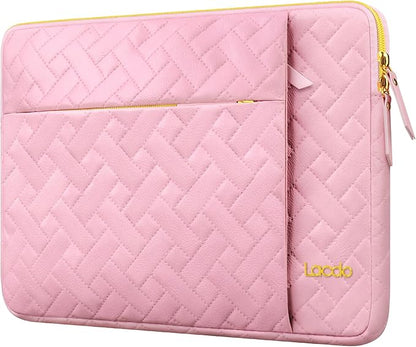 Lacdo Laptop Sleeve Case for 14 inch New MacBook Pro M4/M3/M2/M1 Chips Pro Max A3112 A3401 A3185 A2918 A2992 A2779 A2442 2024-2021, 13.8 inch Surface Laptop 7th Copilot+PC Computer Bag, Sakura Pink