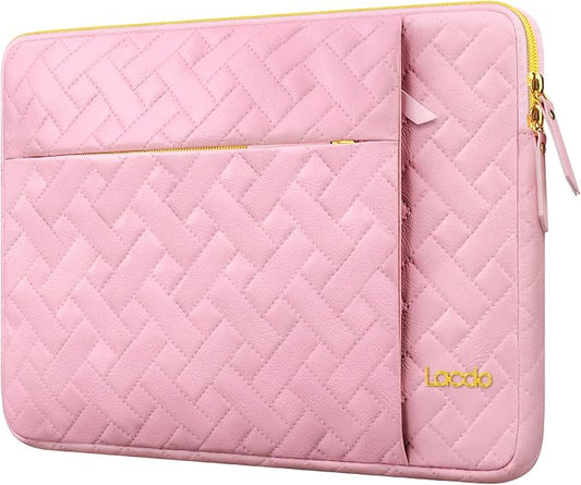 Lacdo Laptop Sleeve Case for 14 inch New MacBook Pro M4/M3/M2/M1 Chips Pro Max A3112 A3401 A3185 A2918 A2992 A2779 A2442 2024-2021, 13.8 inch Surface Laptop 7th Copilot+PC Computer Bag, Sakura Pink