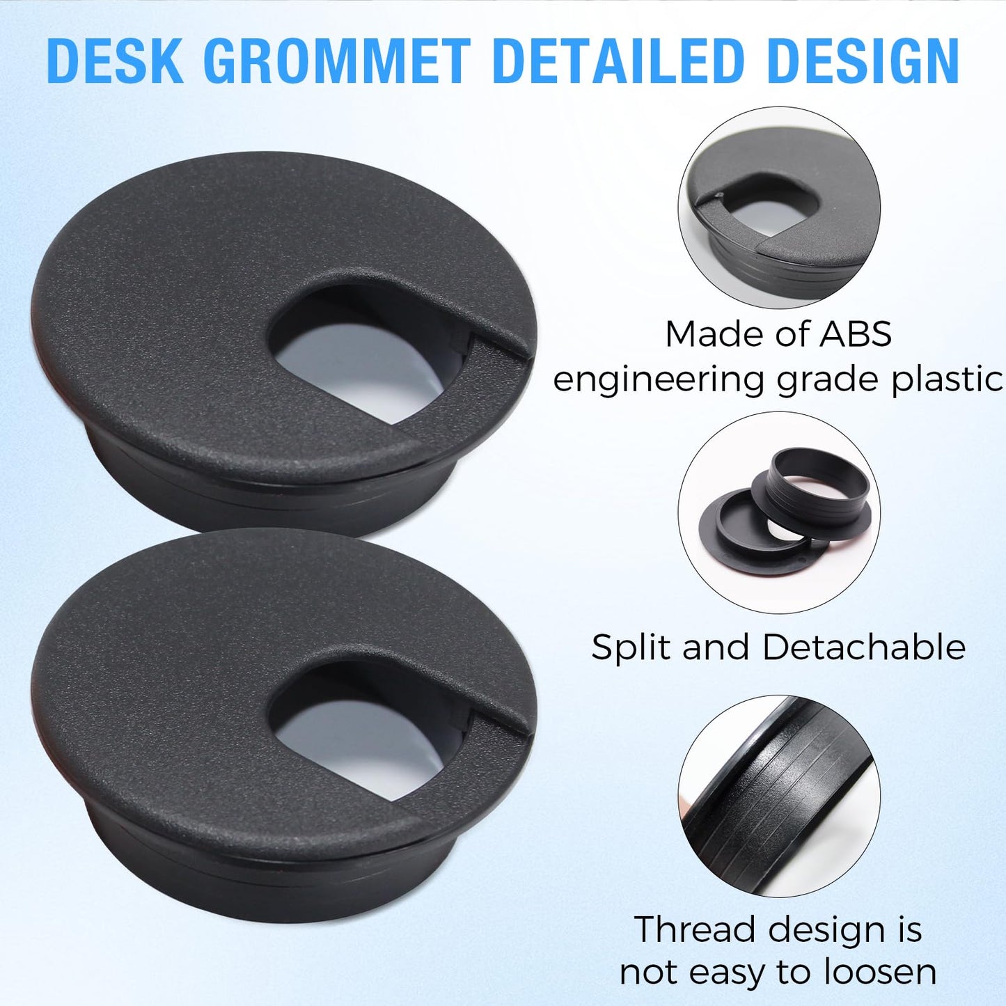 BOPOREAE 8 Pcs Desk Grommet 1-1/2" (38 mm), Desk Cord Hole Cover