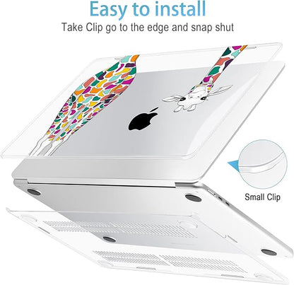 Mektron for 2025 M4 MacBook Air 13.6 Inch A3240 Case Fits 2023 A2681 M2 2024 A3113 M3 Chip with Liquid Retina Display Touch ID, Printed Plastic Hard Shell Cover for MacBook Air 13.6", Giraffe