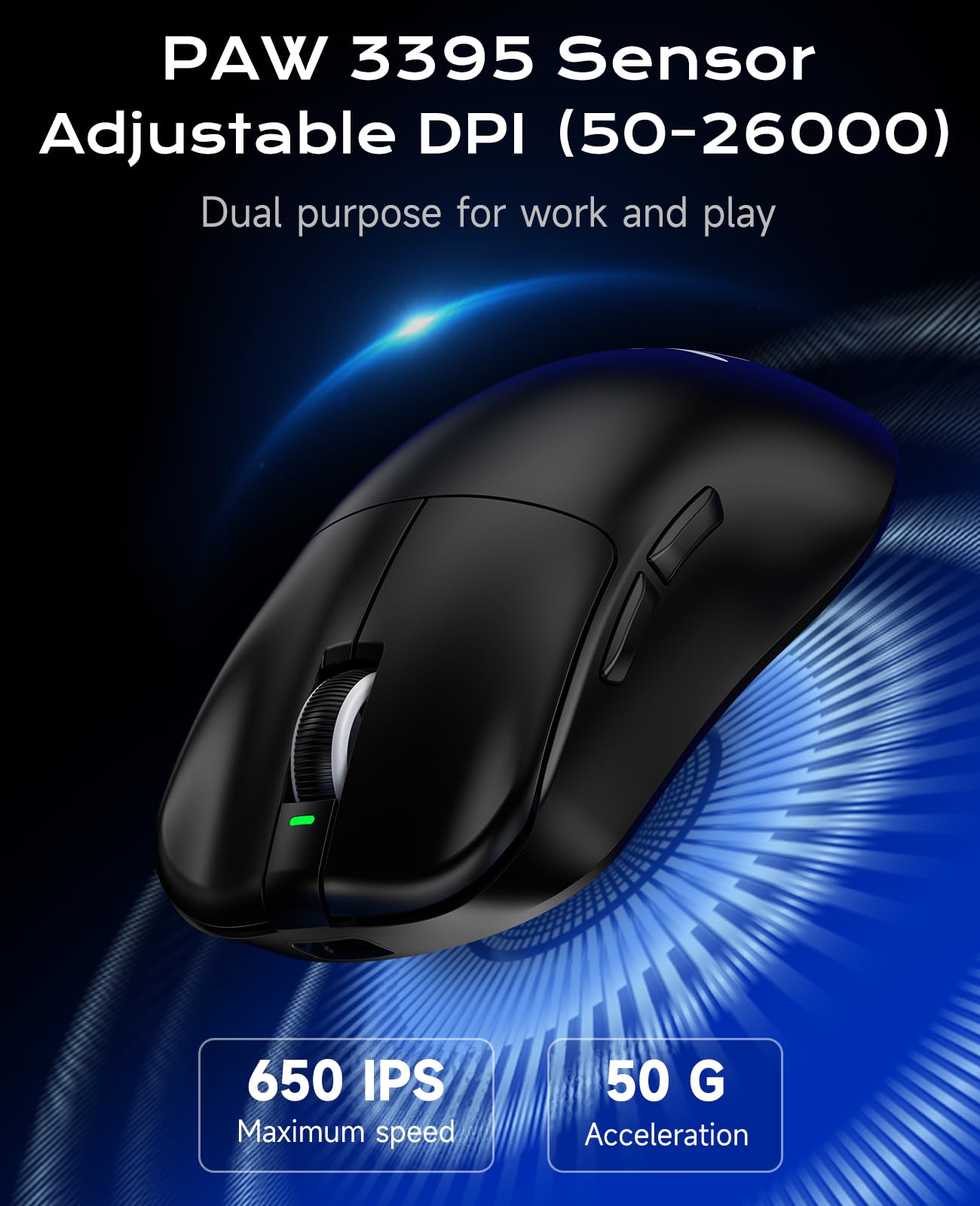 VGN Dragonfly F1 Pro Max Wireless Gaming Mouse, 130h Playtime Long Endurance, 55g Lightweight, PAW3395 26K DPI Flagship Sensor, 4000Hz Polling Rate Supported, Low Latency Esports Peripherals, Black