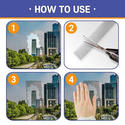 HA SHI Screen Repair Kit for Windows or Doors (2" x 6.5FT, Black) 3-Layer Strong Adhesive Tape, Made in Korea, Ease-Installation Fiberglass Covering Mesh