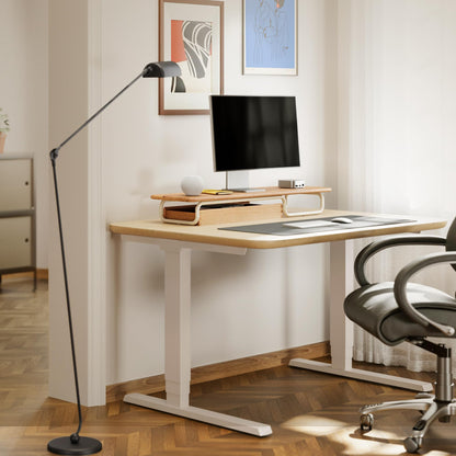 Fenge Solid Wood Monitor Stand with Large Drawer, Oak