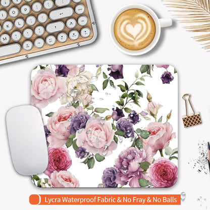 Armanza Square Mouse Pad Floral Roses,Personalized Premium-Textured Custom Mouse Mat Design,Washable Mousepad Cloth,Non-Slip Rubber Base Computer Mouse Pads for Wireless Mouse