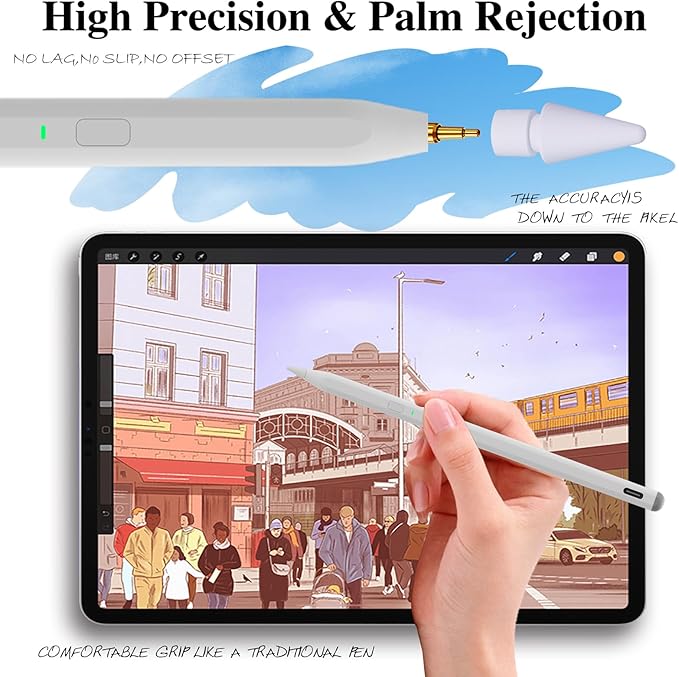 Stylus Pen for iPad11/10/9thGen,with Polishing Cloth,Tilt Sensitivity,Palm Rejection,for Pad Air11/13inch(M3/2), iPad Pro11/13/inch (M4),iPad Mini6/5th,iPad Pro 11/12.9 inch
