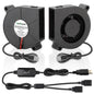 AmRunJe 60mm Small USB Blower Fan 5V with 3 Degree Speed for Helmet 2pcs