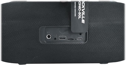 Rockville SONIC-50L Portable Bluetooth Speaker, 50W Stereo Sound, Dual LED Rings, IPX5 Water-Resistant, Upto 24-Hour Battery, TWS, USB/TF Card/AUX/Mic Inputs, for Outdoor and Indoor Events
