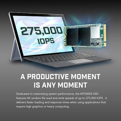 Transcend 256GB MTE400S M.2 2242 PCIe Gen3x4 SSD, Compatible with Ultra-Thin Laptops, Dram-Less Low Power, Up to 2000MB/s, TLC - TS256GMTE400S