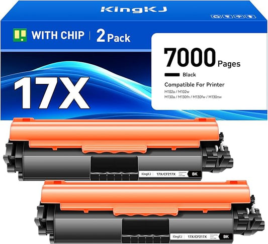 17X Toner Cartridge Black 2-Pack with Chip Replacement for HP 17A CF217A CF217X 17X Compatible with Laserjet Pro MFP M130fw M130nw M130fn M130a M102a M102w M130 M102 Ink Printer All-in-One Drum Unit
