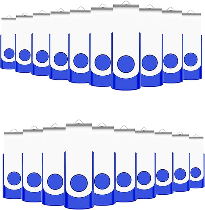 128MB Bulk Flash Drive 50 Pack EASTBULL FAT32 USB 2.0 Drive Pack (Blue)